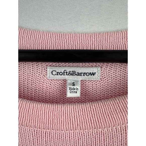 Croft & Barrow Pink & White Striped Sweater S 100% Cotton Womens Knit Pullover M - Picture 5 of 6